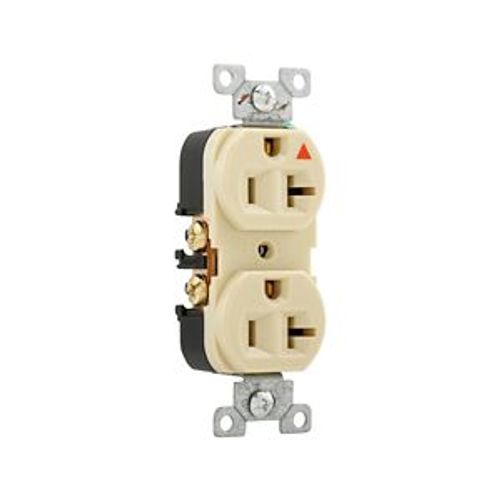 Main product image of Arrow Hart Heavy-Duty Industrial Duplex Receptacle, #14-10 Awg 20A 125V, Ivory Face Base, Duplex, IG5362V