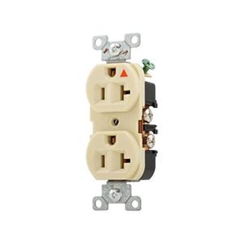 Main product image of Arrow Hart Heavy-Duty Industrial Duplex Receptacle, #14-10 Awg 20A 125V, Ivory Face Base, Duplex, IG5362V