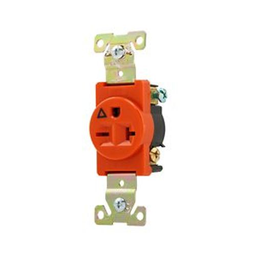 Main product image of Arrow Hart Industrial Single Receptacle, #14-10 Awg 20A, 250V, Orange, 6-20R, IG5461RN