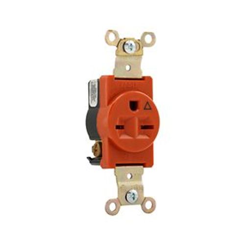Main product image of Arrow Hart Industrial Single Receptacle, #14-10 Awg 15A, 250V, Orange, 6-15R, IG5661RN