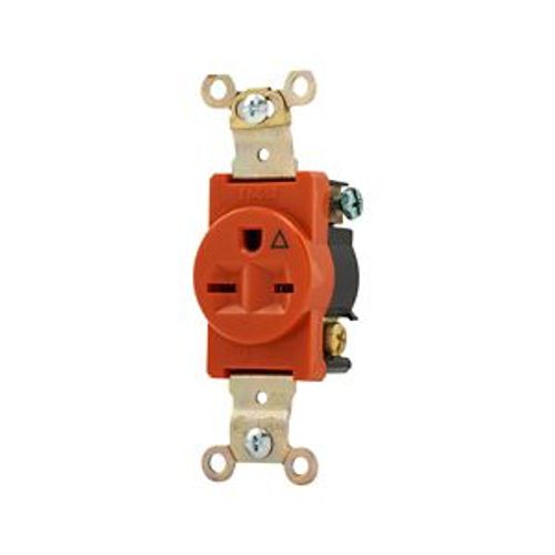 Main product image of Arrow Hart Industrial Single Receptacle, #14-10 Awg 15A, 250V, Orange, 6-15R, IG5661RN