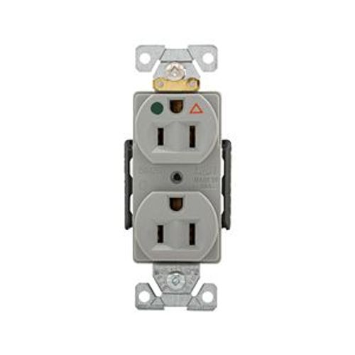 Main product image of Arrow Hart Duplex Receptacle, #14-10 Awg 15A, Healthcare 125V, Gray Face Base, Duplex, IG8200GY