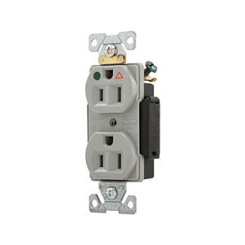 Main product image of Arrow Hart Duplex Receptacle, #14-10 Awg 15A, Healthcare 125V, Gray Face Base, Duplex, IG8200GY