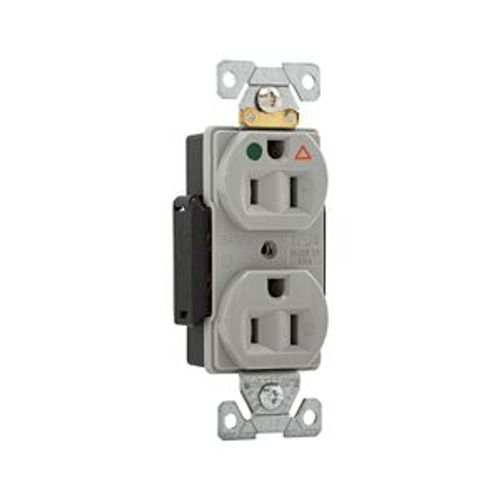 Main product image of Arrow Hart Duplex Receptacle, #14-10 Awg 15A, Healthcare 125V, Gray Face Base, Duplex, IG8200GY