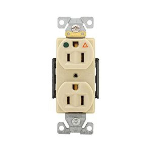 Main product image of Arrow Hart Duplex Receptacle, #14-10 Awg 15A, Healthcare 125V, Ivory Face Base, Duplex, IG8200V