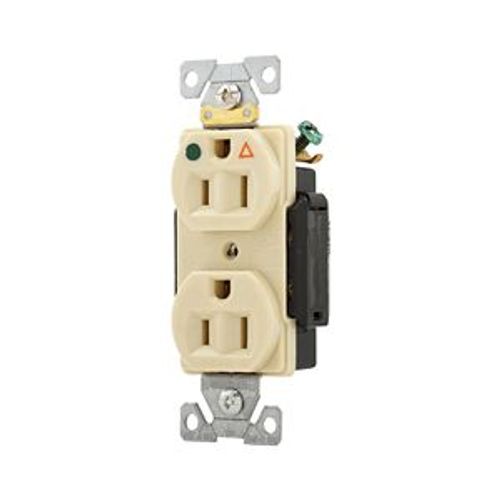 Main product image of Arrow Hart Duplex Receptacle, #14-10 Awg 15A, Healthcare 125V, Ivory Face Base, Duplex, IG8200V