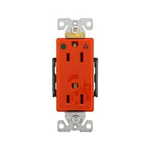 Main product image of Arrow Hart Duplex Receptacle, #14-10 Awg 15A, Healthcare 125V, Orange, Duplex, IG8262RN