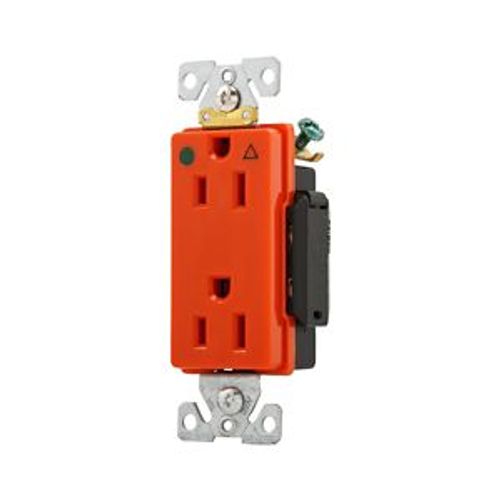 Main product image of Arrow Hart Duplex Receptacle, #14-10 Awg 15A, Healthcare 125V, Orange, Duplex, IG8262RN