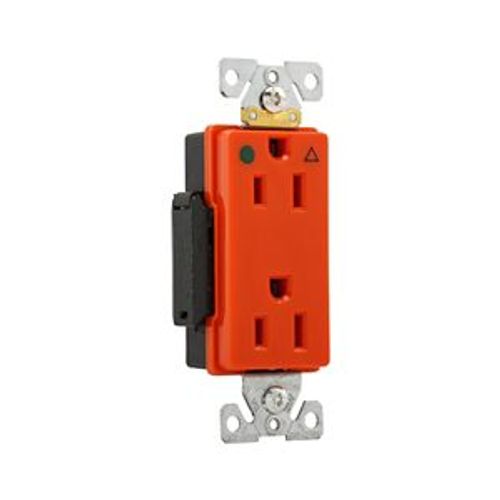 Main product image of Arrow Hart Duplex Receptacle, #14-10 Awg 15A, Healthcare 125V, Orange, Duplex, IG8262RN