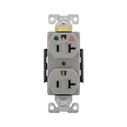 Main product image of Arrow Hart Heavy-Duty Duplex Receptacle, #14-10 Awg 20A, 125V, Gray Face Base, 5-20R, Duplex, IG8300GY