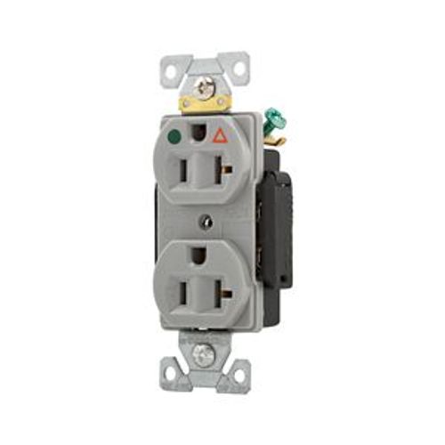 Main product image of Arrow Hart Heavy-Duty Duplex Receptacle, #14-10 Awg 20A, 125V, Gray Face Base, 5-20R, Duplex, IG8300GY