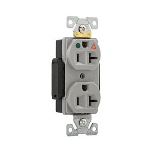 Main product image of Arrow Hart Heavy-Duty Duplex Receptacle, #14-10 Awg 20A, 125V, Gray Face Base, 5-20R, Duplex, IG8300GY