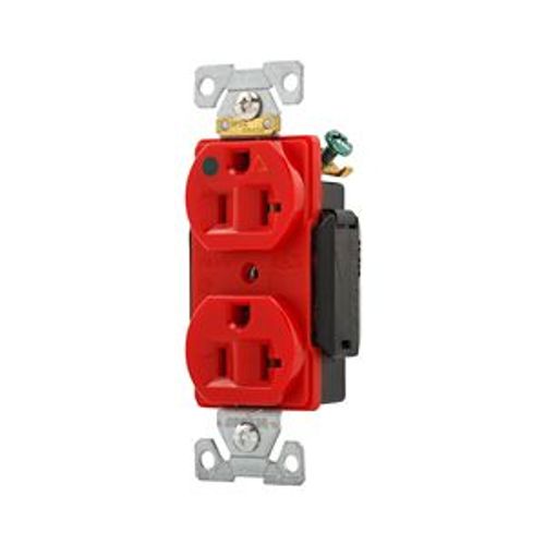 Main product image of Arrow Hart Heavy-Duty Duplex Receptacle, #14-10 Awg 20A, 125V, Red Face Base, 5-20R, Duplex, IG8300RD