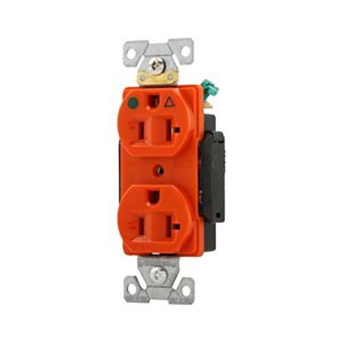 Main product image of Arrow Hart Heavy-Duty Duplex Receptacle, #14-10 Awg 20A, 125V, Orange Face Base, 5-20R, Duplex, IG8300RN