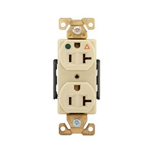 Main product image of Arrow Hart Heavy-Duty Duplex Receptacle, #14-10 Awg 20A, 125V, Ivory Face Base, 5-20R, Duplex, IG8300V