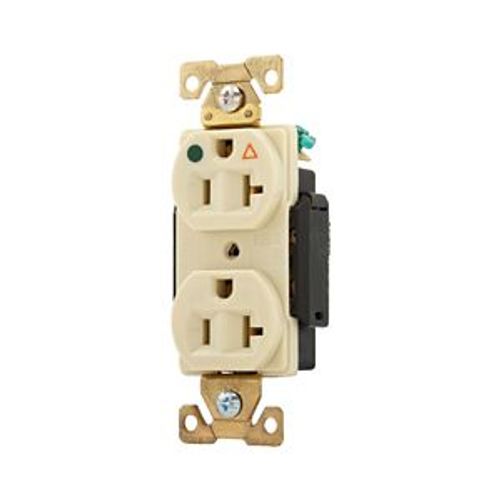 Main product image of Arrow Hart Heavy-Duty Duplex Receptacle, #14-10 Awg 20A, 125V, Ivory Face Base, 5-20R, Duplex, IG8300V