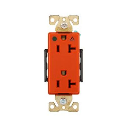 Main product image of Arrow Hart Duplex Receptacle, #14-10 Awg 20A, Healthcare 125V, Orange, 5-20R, Duplex, IG8362RN