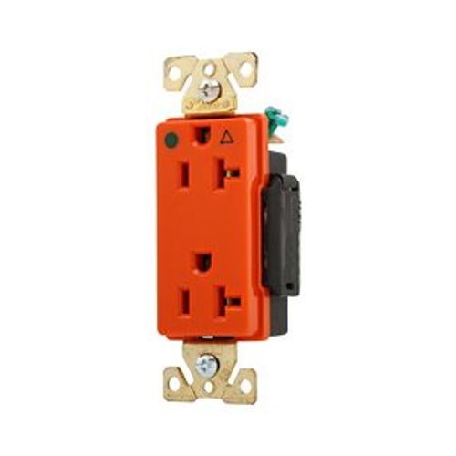 Main product image of Arrow Hart Duplex Receptacle, #14-10 Awg 20A, Healthcare 125V, Orange, 5-20R, Duplex, IG8362RN