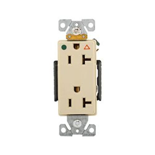 Main product image of Arrow Hart Duplex Receptacle, #14-10 Awg 20A, Healthcare 125V, Ivory, 5-20R, Duplex, IG8362V