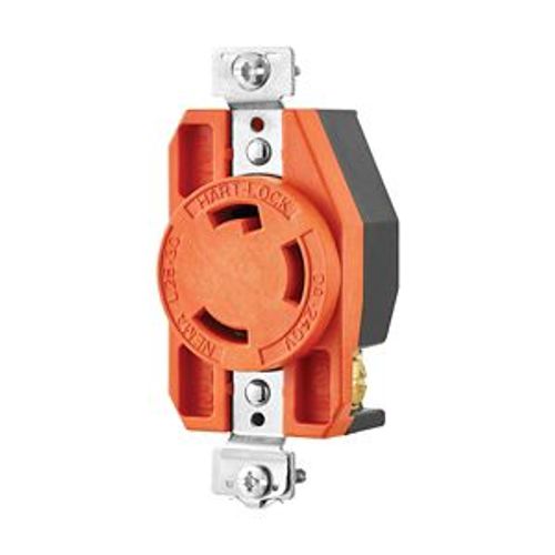 Main product image of Locking Receptacle, #16-8 Awg, 30A, 240V, Back Wiring, Orange, Single, L25-30, 2-Pole, 3-Wire, IGL2530R