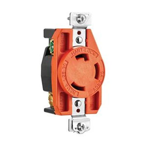 Main product image of Locking Receptacle, #16-8 Awg, 30A, 240V, Back Wiring, Orange, Single, L25-30, 2-Pole, 3-Wire, IGL2530R