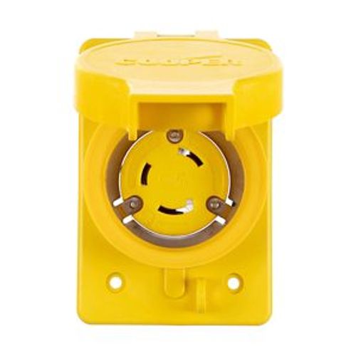 Main product image of Arrow Hart Watertight Locking Receptacle, #14-8 Awg, 30A, 250V, Yellow, L11-30, 3-Pole, 3-Wire, L1130RW