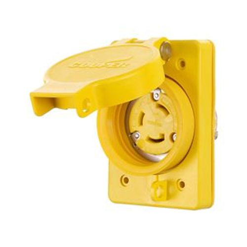 Main product image of Arrow Hart Watertight Locking Receptacle, #14-8 Awg, 30A, 250V, Yellow, L11-30, 3-Pole, 3-Wire, L1130RW