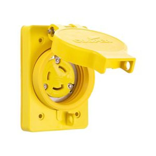 Main product image of Arrow Hart Watertight Locking Receptacle, #14-8 Awg, 30A, 250V, Black, L11-30, 3-Pole, 3-Wire, L1130RWBK