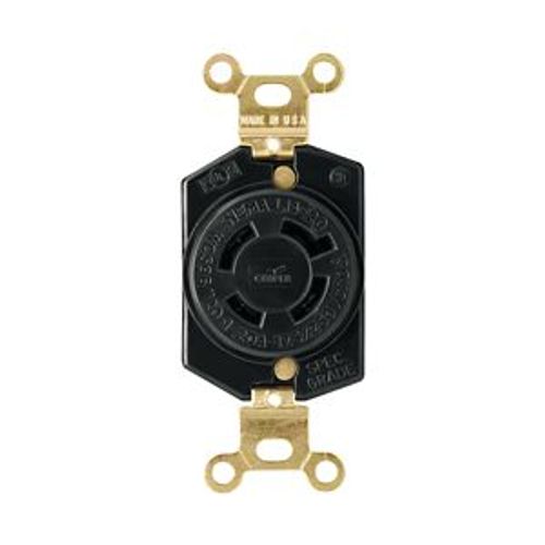 Main product image of Locking Receptacle, #18-10 Awg, 20A, 125/250V, Back Wiring, Black, Single, 3-Pole, 4-Wire, L1420R