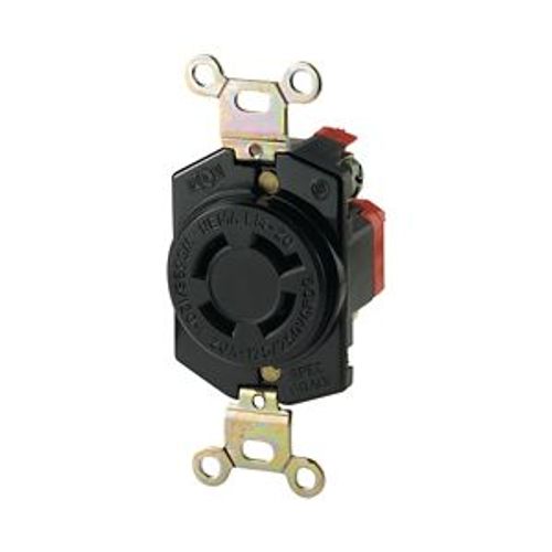 Main product image of Locking Receptacle, #18-10 Awg, 20A, 125/250V, Back Wiring, Black, Single, 3-Pole, 4-Wire, L1420R