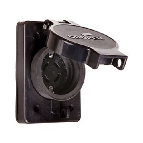 Main product image of Arrow Hart Watertight Locking Receptacle, #14-8 Awg, 20A, 125/250V, Black, L14-20 3-Pole 4-Wire, L1420RWBK