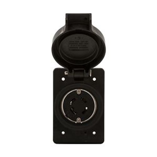 Main product image of Arrow Hart Watertight Locking Receptacle, #18-10 Awg 30A, 125/250V, Black, L14-30 3-Pole 4-Wire, L1430RWBK
