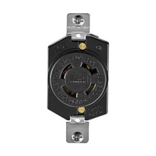 Main product image of Locking Receptacle, #18-10 Awg, 20A, 250V, Back Wiring, Black, Single, L15-20, 3-Pole, 4-Wire, L1520R