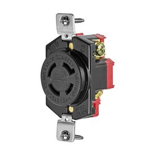 Main product image of Locking Receptacle, #18-10 Awg, 20A, 250V, Back Wiring, Black, Single, L15-20, 3-Pole, 4-Wire, L1520R