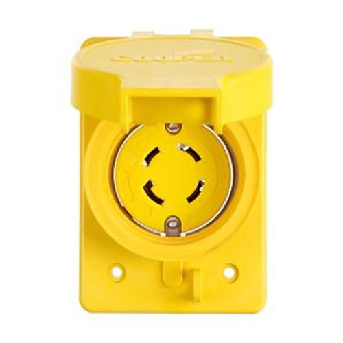 Main product image of Arrow Hart Watertight Locking Receptacle, #14-8 Awg, 30A, 250V, Yellow, L15-30 3-Pole 4-Wire, L1530RW