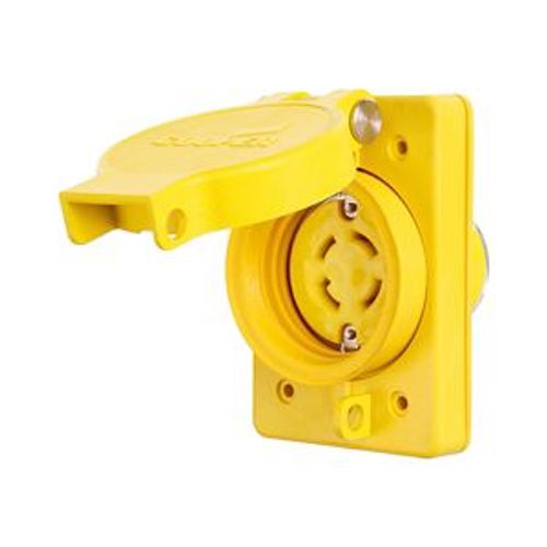 Main product image of Arrow Hart Watertight Locking Receptacle, #14-8 Awg, 30A, 250V, Yellow, L15-30 3-Pole 4-Wire, L1530RW