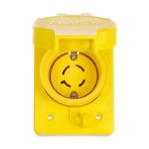 Main product image of Arrow Hart Watertight Locking Receptacle, #14-8 Awg, 20A, 480V, Yellow, L16-20 3-Pole 4-Wire, L1620RW