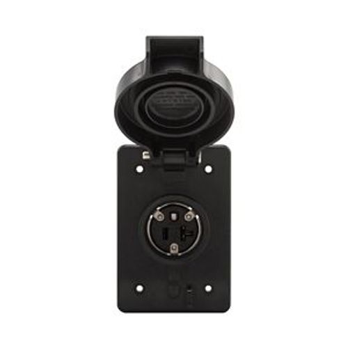 Main product image of Arrow Hart Watertight Locking Receptacle, #14-8 Awg, 30A, 480V, Black, L16-30 3-Pole 4-Wire, L1630RWBK