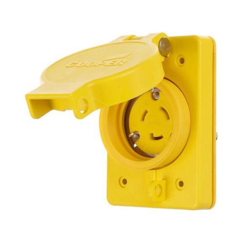 Main product image of Arrow Hart Watertight Locking Receptacle, #14-8 Awg, 20A, 120/208V, Yellow, L18-20 3-Pole 4-Wire, L1820RW
