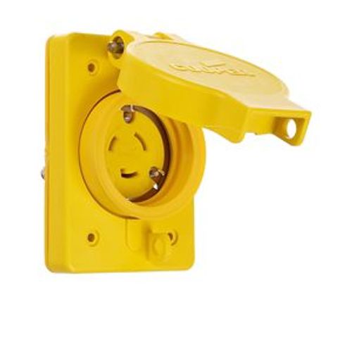 Main product image of Arrow Hart Watertight Locking Receptacle, #14-8 Awg, 20A, 120/208V, Yellow, L18-20 3-Pole 4-Wire, L1820RW