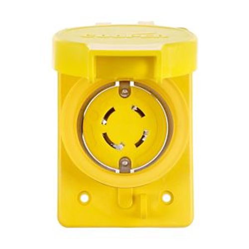 Main product image of Arrow Hart Watertight Locking Receptacle, #14-8 Awg, 30A, 120/208V, Yellow, L18-30 3-Pole 4-Wire, L1830RW
