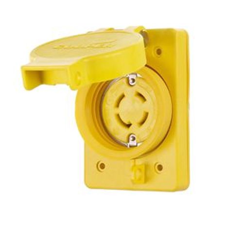 Main product image of Arrow Hart Watertight Locking Receptacle, #14-8 Awg, 30A, 120/208V, Yellow, L18-30 3-Pole 4-Wire, L1830RW