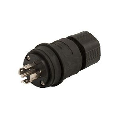 Main product image of Arrow Hart Watertight Locking Plug, #18-10 Awg 20A, 120/208V, Black, L21-20, 4-Pole, 5-Wire, L2120PWBK