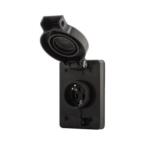 Main product image of Arrow Hart Watertight Locking Receptacle, #14-8 Awg 20A, 347/600V, Black, L23-20, 4-Pole, 5-Wire, L2320RWBK