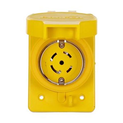 Main product image of Arrow Hart Watertight Locking Receptacle, #14-8 Awg 30A, 347/600V, Black, L23-30, 4-Pole, 5-Wire, L2330RWBK