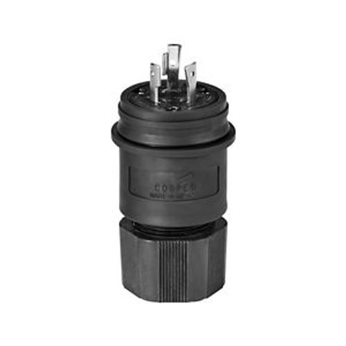 Main product image of Arrow Hart Watertight Locking Plug, #18-10 Awg 20A, 125V, Black, Steel, L5-20, 2-Pole 3-Wire, L520PWBK