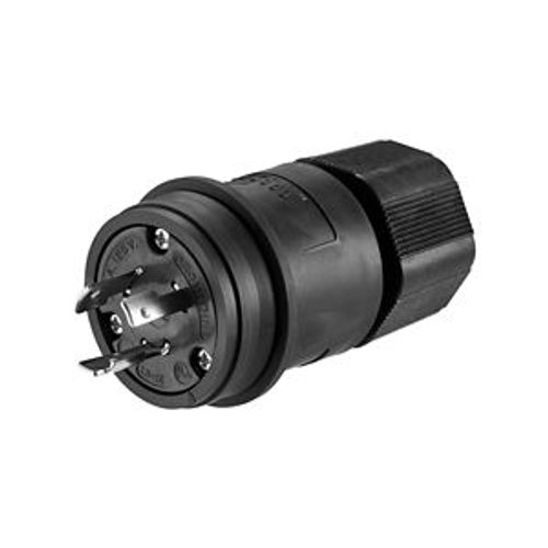 Main product image of Arrow Hart Watertight Locking Plug, #18-10 Awg 20A, 125V, Black, Steel, L5-20, 2-Pole 3-Wire, L520PWBK