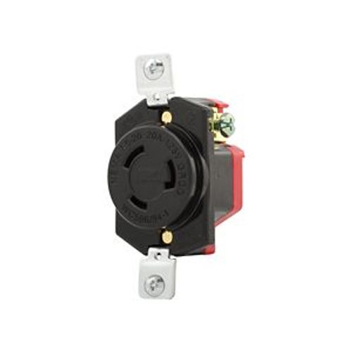 Main product image of Safety Grip Locking Receptacle, 20A, 125V, Back Wiring, Black, Single, L5-20, 2-Pole, 3-Wire, L520R