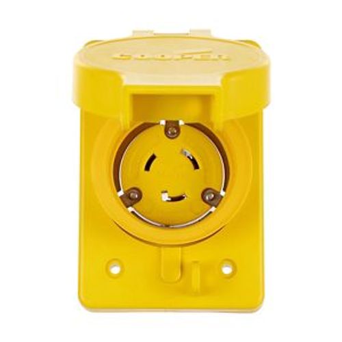 Main product image of Arrow Hart Watertight Locking Receptacle, #14-8 Awg, 20A, 125V, Yellow, L5-20, 2-Pole 3-Wire, L520RW