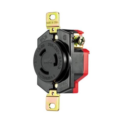 Main product image of Safety Grip Locking Receptacle, #14-8 Awg, 20A, 250V, Black, Single, L6-20, 2-Pole, 3-Wire, L620R